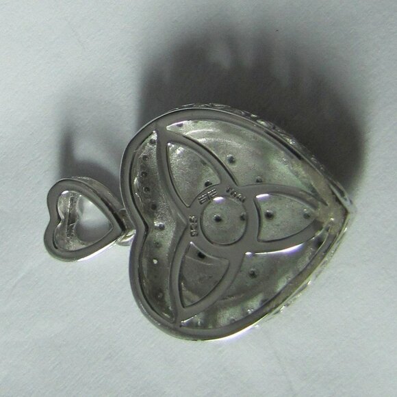 OTC Sterling Silver 925 Diamond Heart Dangle Pendant (5 Grams) - Picture 3 of 5